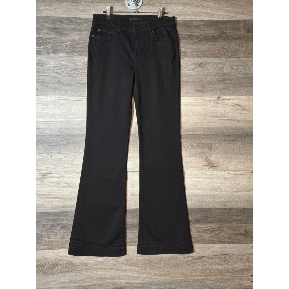 7 For All Mankind Dojo Jeans Womens 29 Black Tonal 7 Wide Leg Flare Nightblack